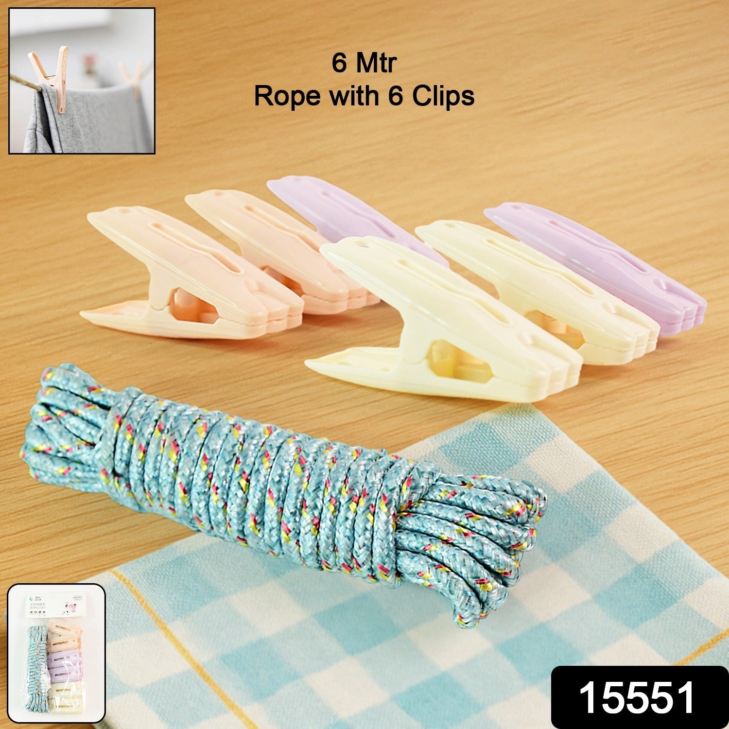 Mini Line 6-Clip Travel Clothesline Mini Line 6-Clip Travel Clothesline